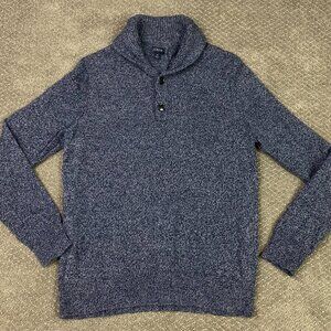 J. CREW Shawl Collar Sweater Men's Medium Lambswool Blend Knit Pullover Marled